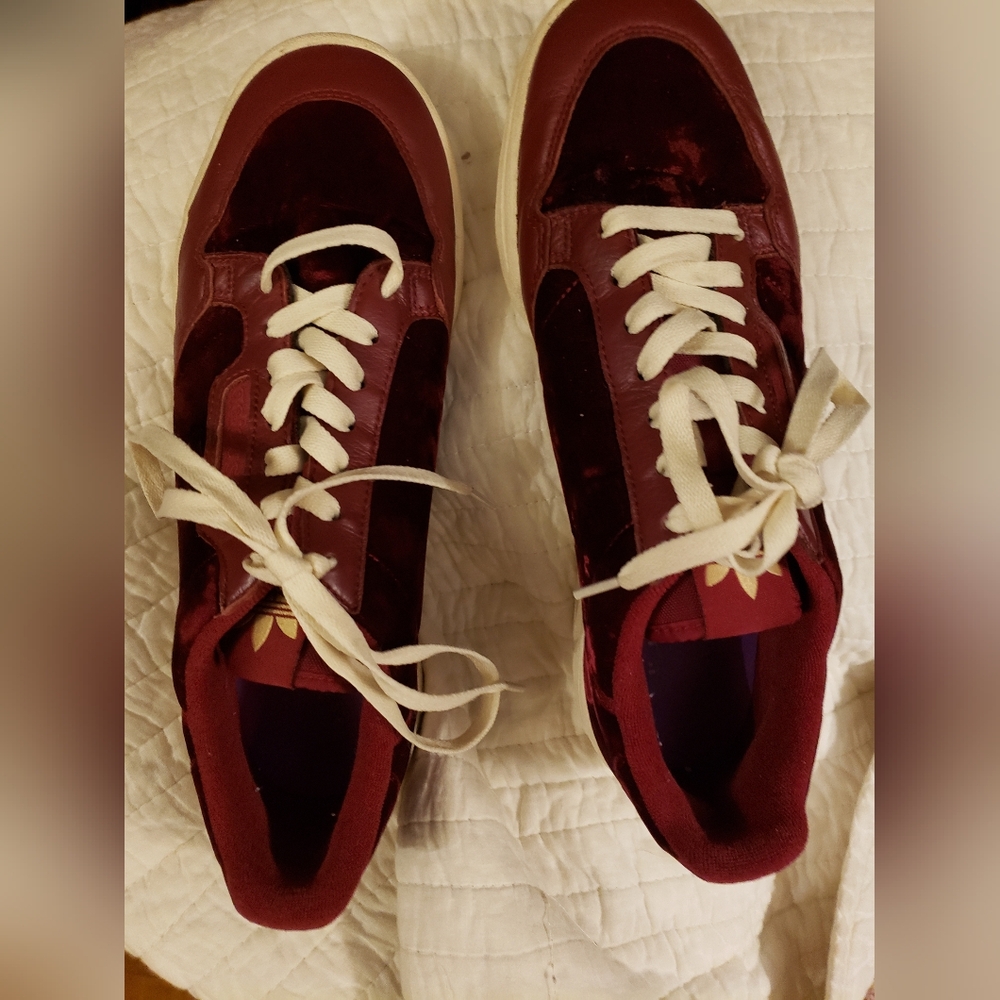 Adidas Maroon Velvet Continental Sneakers MEN'S 10